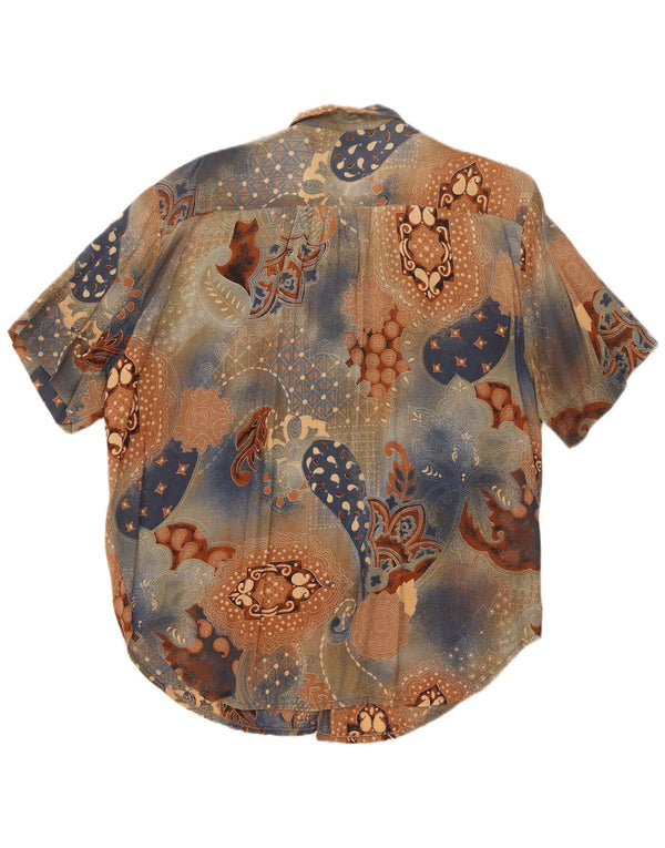 Bluză vintage cămașă cu mânecă scurtă pentru femei UK 18 XL multicoloră cachetele