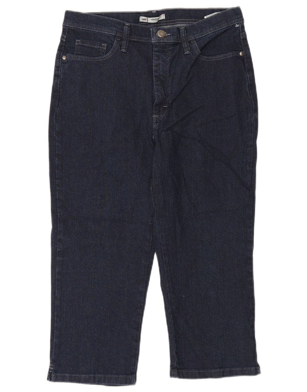 Blugi Capri clasici cu talie înaltă pentru femei Lee US 12 Large W30 L20 Bleumarin
