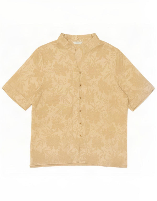 Bluză cămașă cu mânecă scurtă pentru femei Marks & Spencer UK 18 XL Aur Floral
