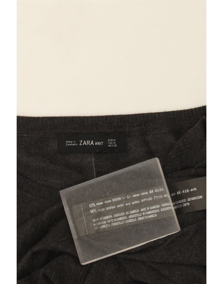 Pulover de damă ZARA cu gât de barcă, viscoză, gri mediu