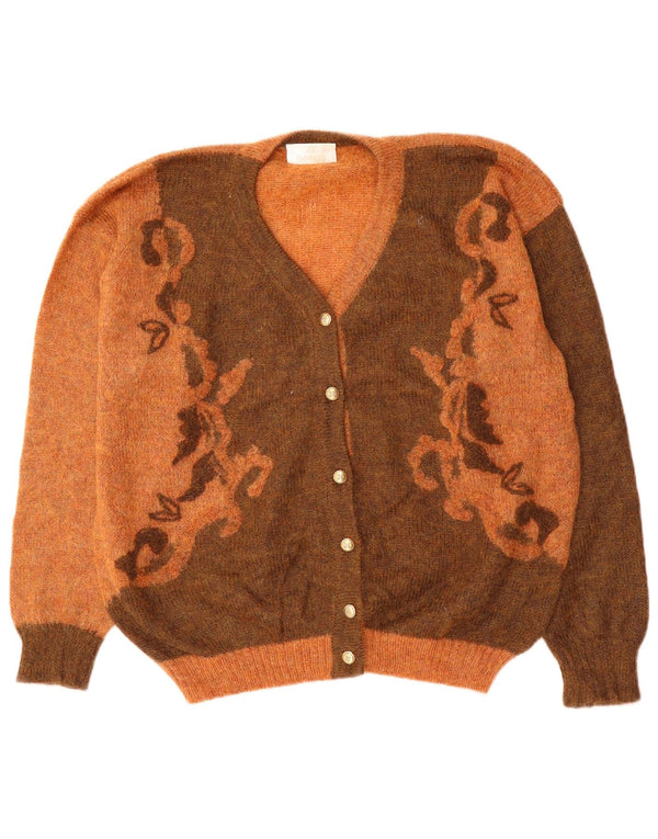 Pulover cardigan pentru femei VINTAGE UK 18 XL Orange Colorblock Mohair