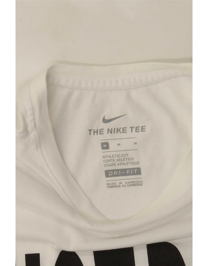Tricou grafic NIKE Dri Fit pentru bărbați Top mediu alb