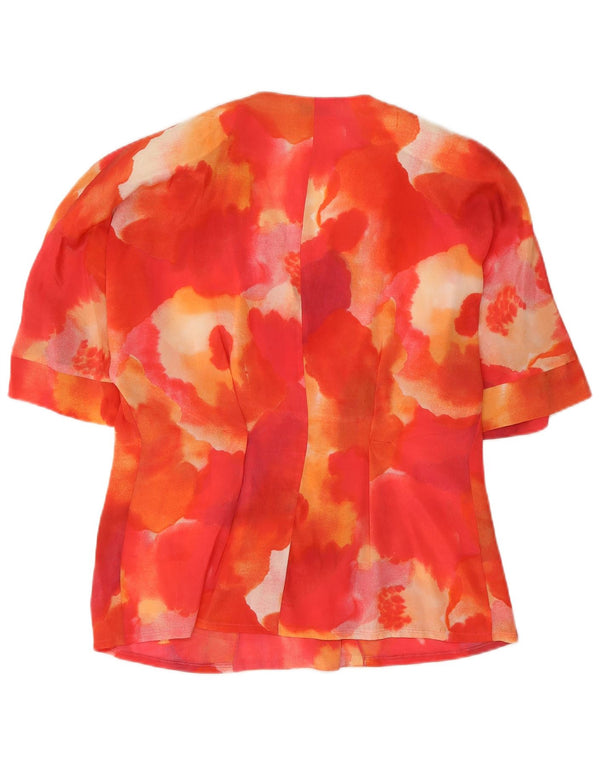 Bluză cămașă cu mânecă scurtă pentru femei Mirella IT 48 XL portocaliu acetat floral