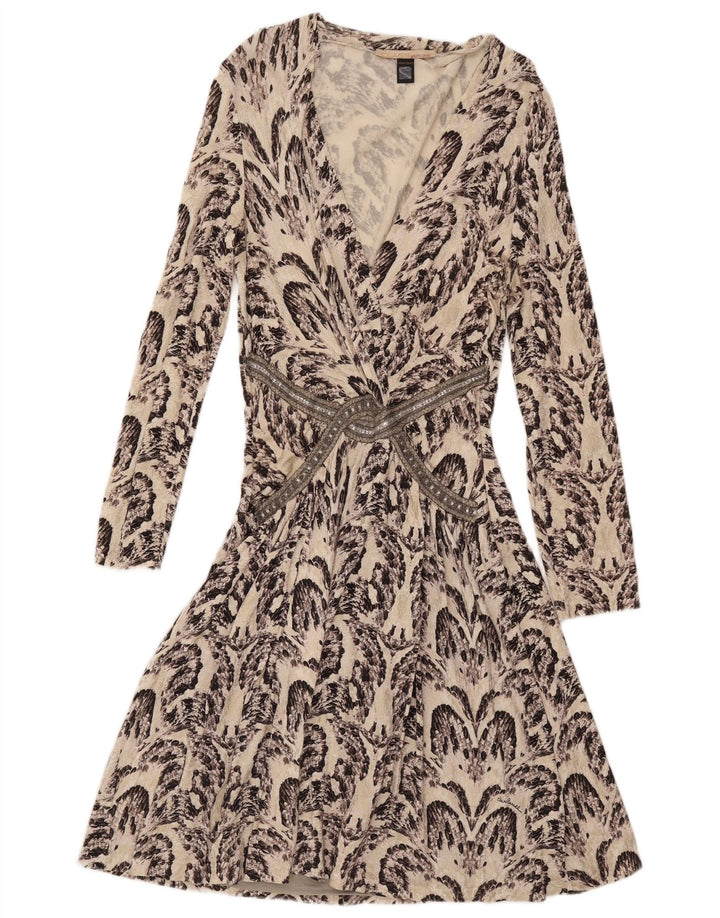 Roberto Cavalli Rochie A-Line pentru femei cu model abstract IT 46 Large Off White