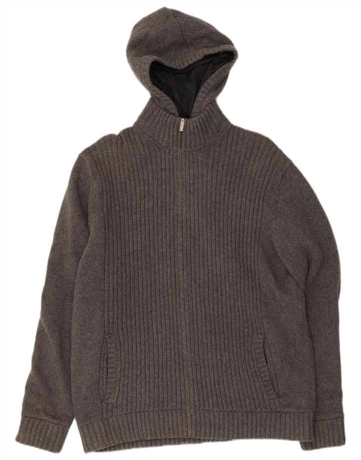 Jachetă reversibilă din tricot cu glugă pentru bărbați Massimo Dutti UK 42 XL gri