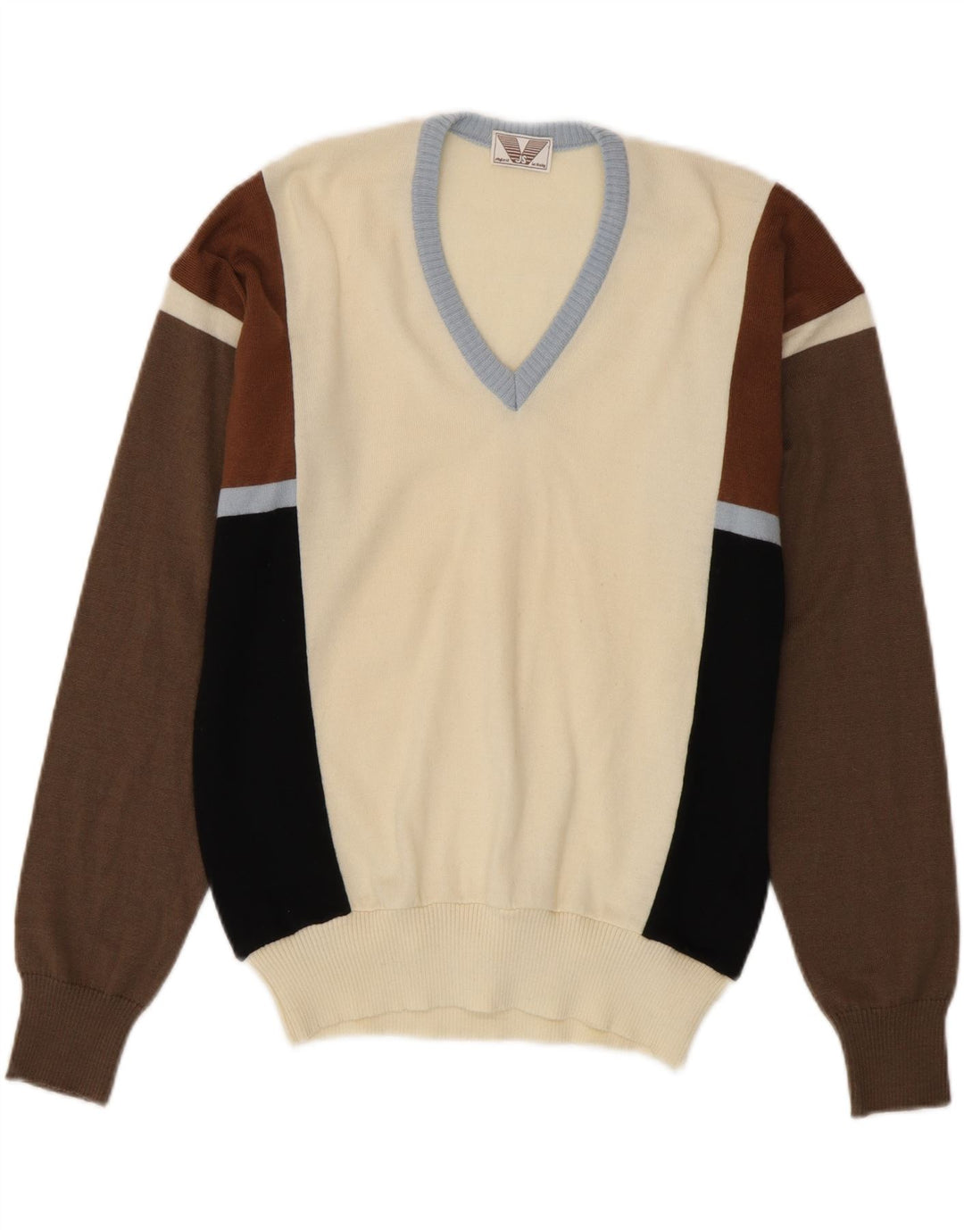 Pulover VINTAGE pentru bărbați cu decolteu în V IT 50 Mediu Multicolor Colorblock