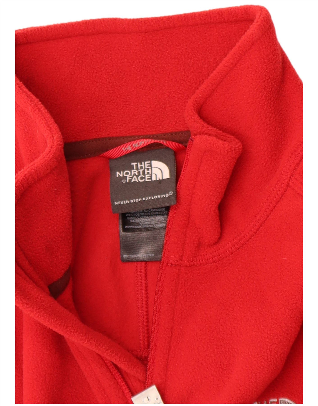 Pulover pentru bărbați The North Face, cu fermoar și gât, poliester roșu mediu