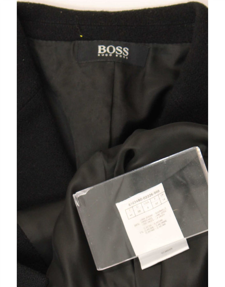 Jachetă Blazer pentru femei Hugo Boss cu 3 nasturi UK 14 Lână virgină medie neagră