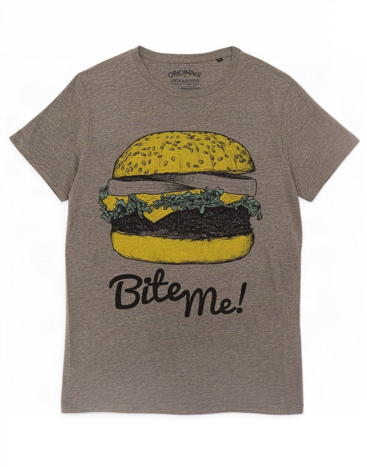Tricou grafic Jack & Jones pentru bărbați Top din bumbac gri mediu