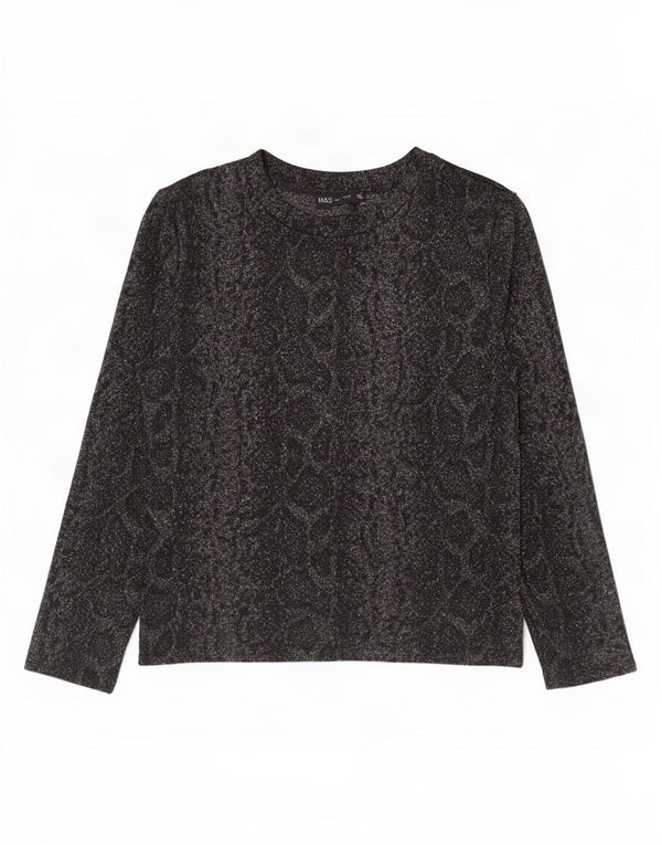 Top pentru femei Marks & Spencer cu mânecă lungă UK 12 Medium Gri Animal Print