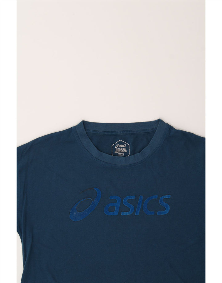 ASICS Womens Oversized Graphic T-Shirt Top UK 10 Small Blue Cotton Vintage Asics and Second-Hand Asics from Messina Hembry 