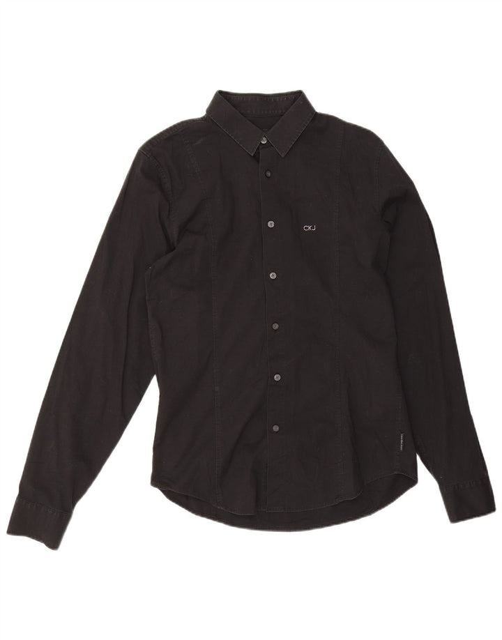 Cămașă pentru bărbați Calvin Klein Jeans, bumbac negru mediu