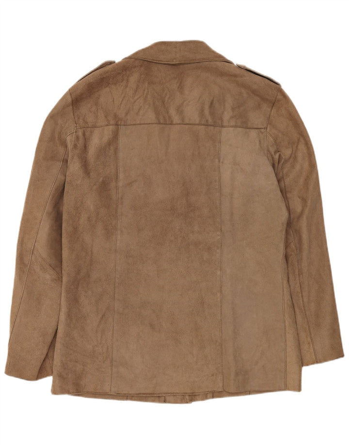 VINTAGE Jachetă militară din piele intoarsa pentru barbati UK 38 Medium Beige Piele
