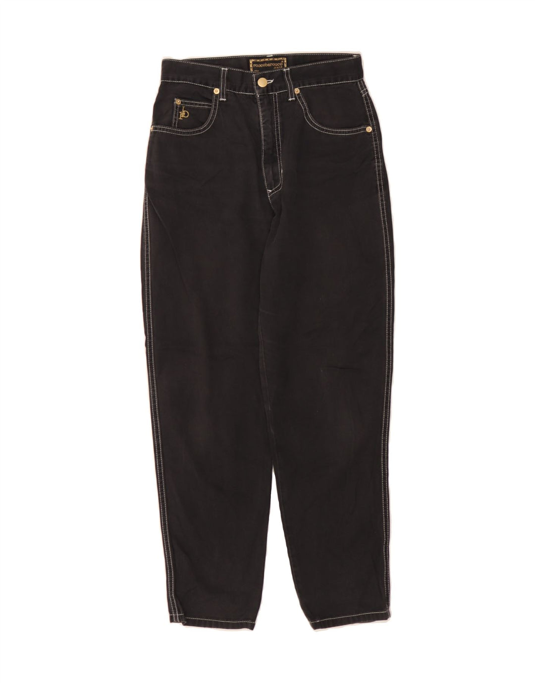 ROCCOBAROCCO Womens Tapered Jeans IT 44 Medium W28 L27 Black Cotton Vintage Roccobarocco and Second-Hand Roccobarocco from Messina Hembry 