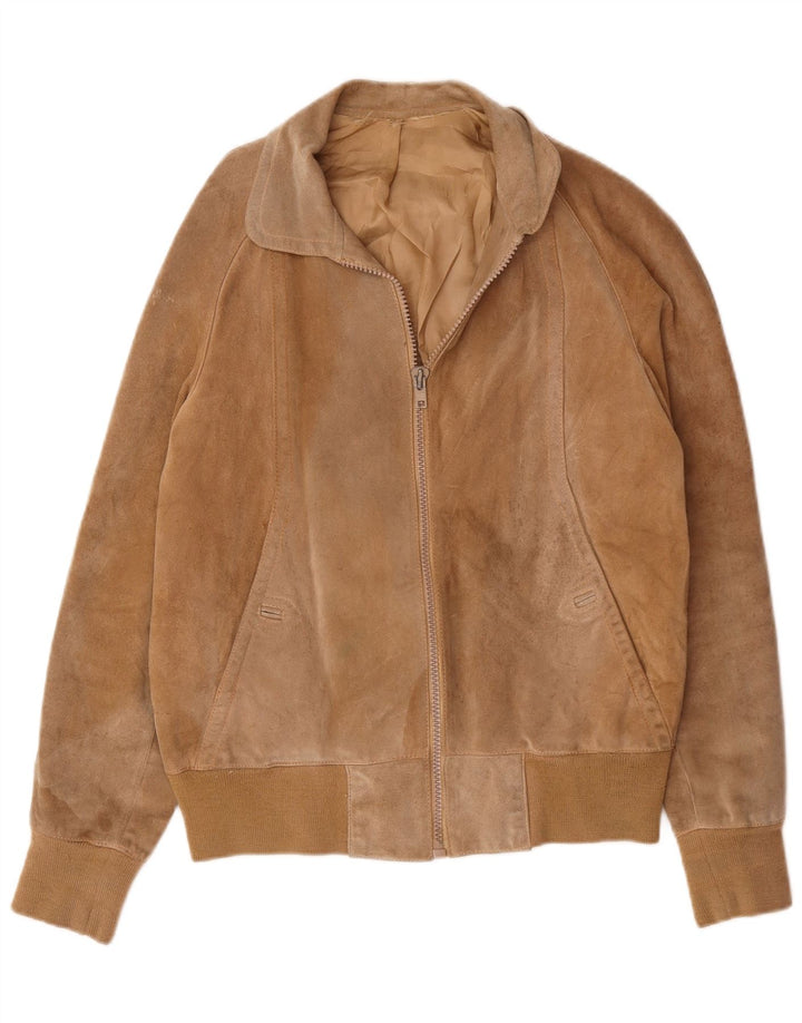Bomber vintage pentru bărbați din piele intoarsa UK 38 Bej mediu