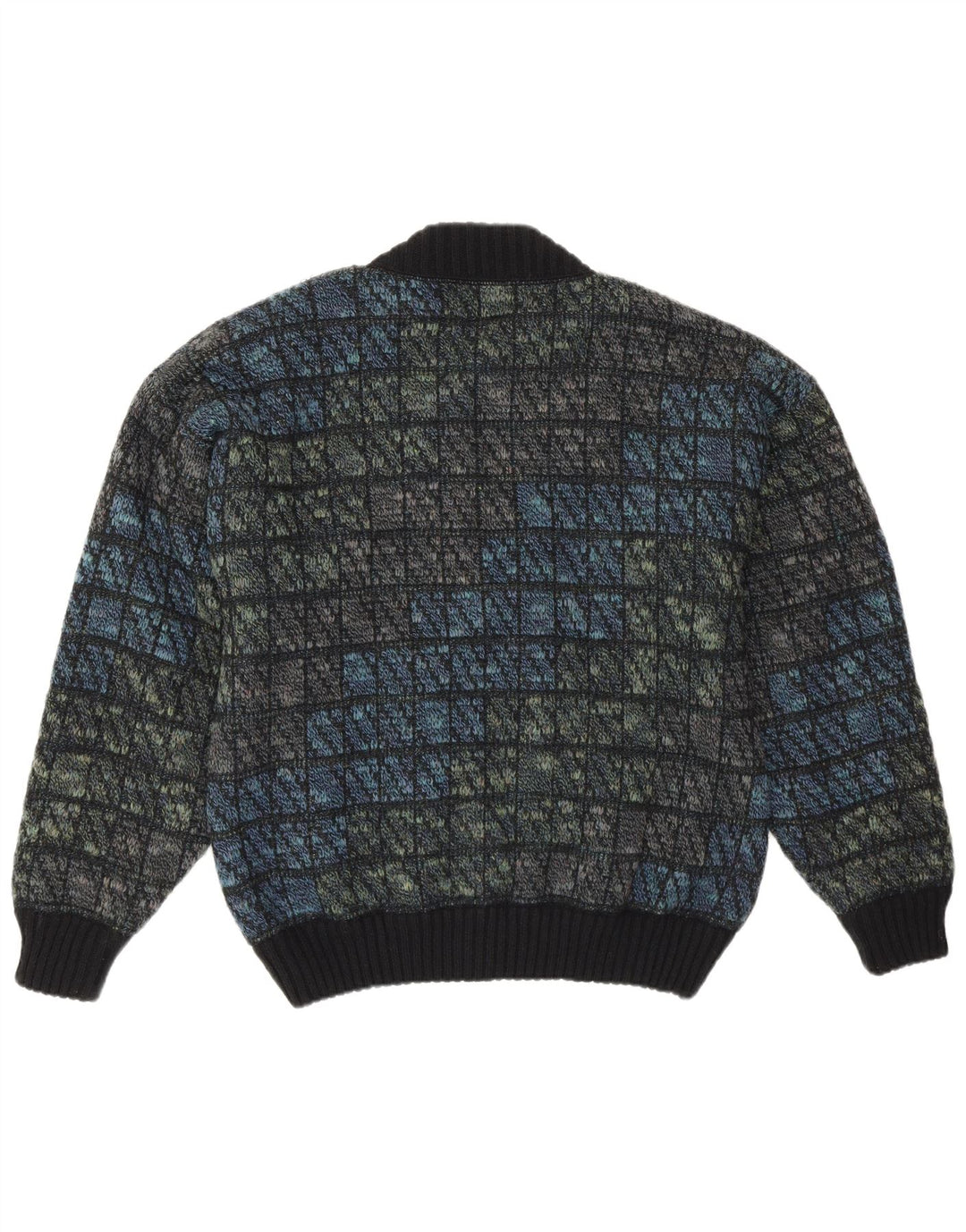 Jachetă Bomber Bărbați Tobia System tricot EU 46 Mic Bleumarin Lână Check Retro