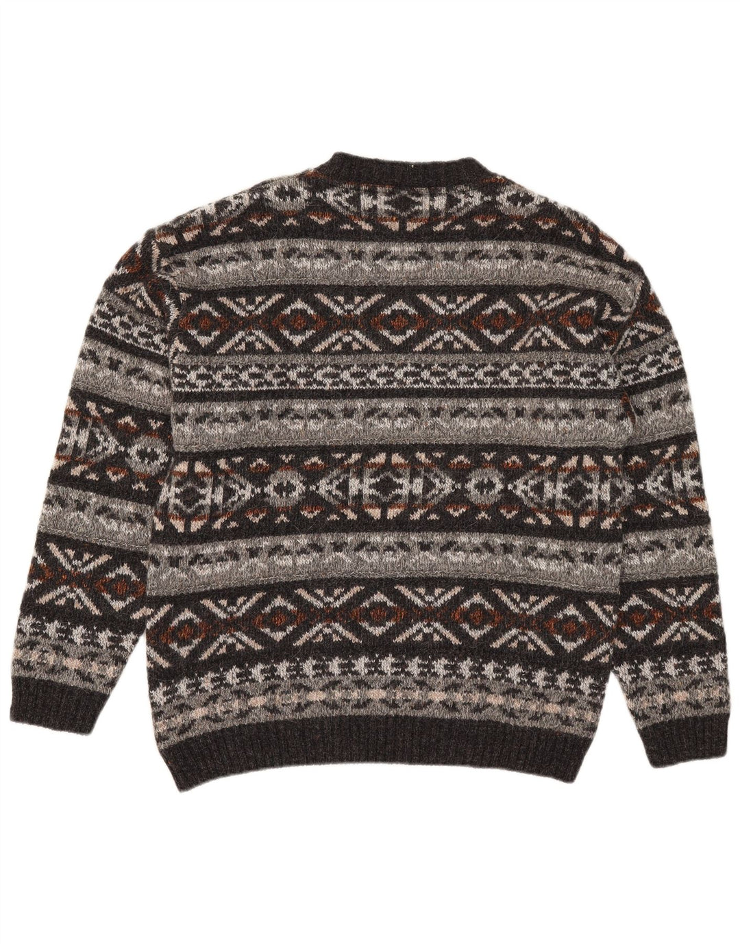 Pulover Vintage pentru bărbați cu gât roșu, mijlociu, multicolor, Fair Isle