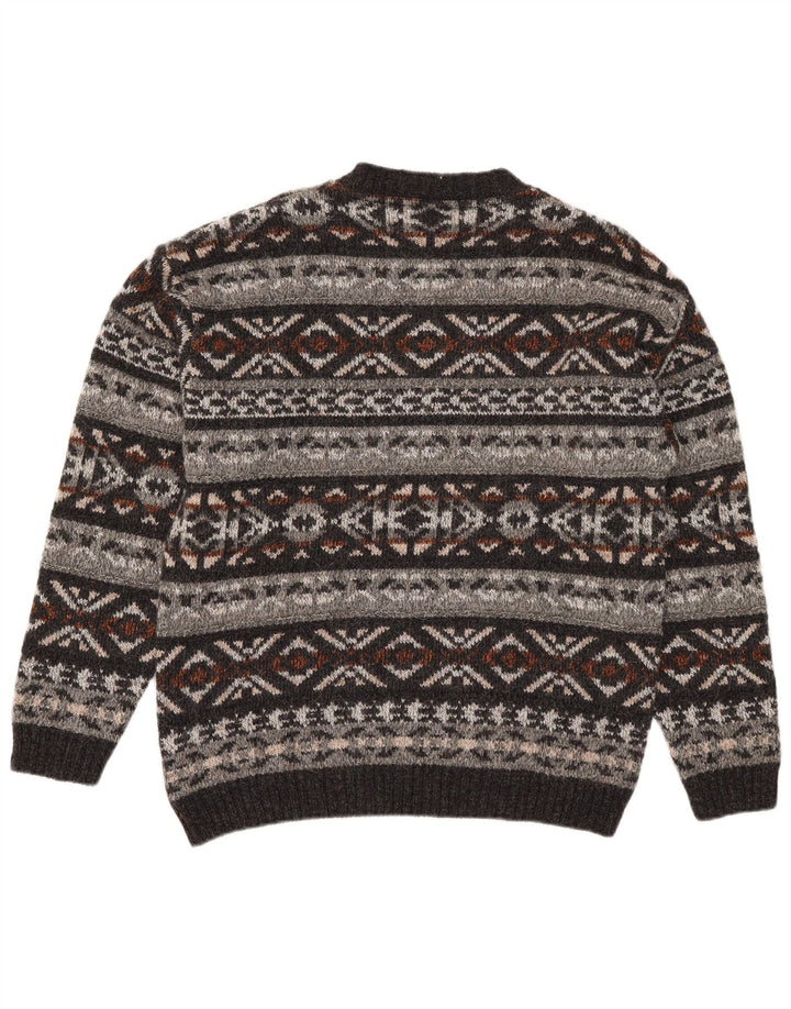 Pulover Vintage pentru bărbați cu gât roșu, mijlociu, multicolor, Fair Isle