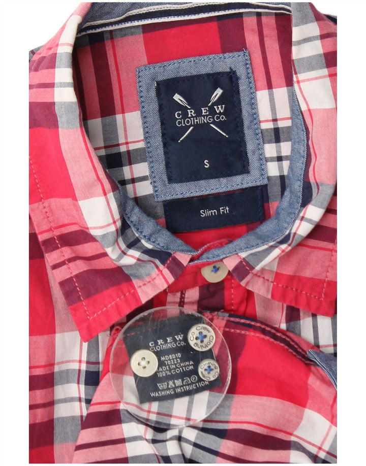 Crew Clothing Cămașă Slim Fit pentru bărbați Bumbac cu carouri roșii mici
