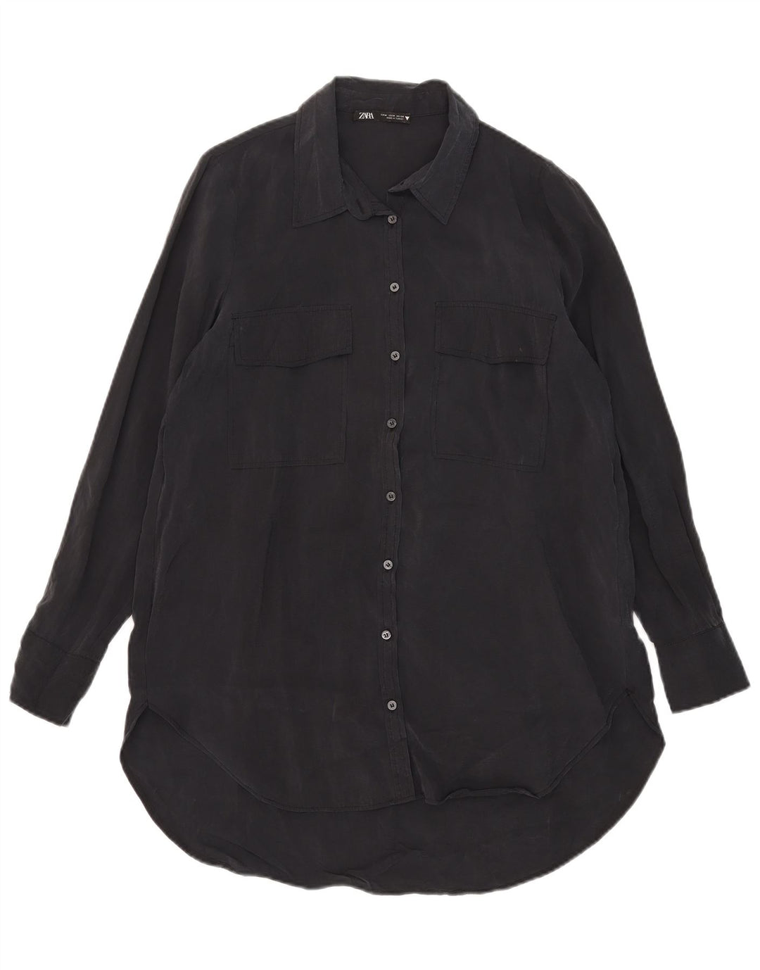 Rochie cămașă pentru femei ZARA UK 14 Medium Black Modal