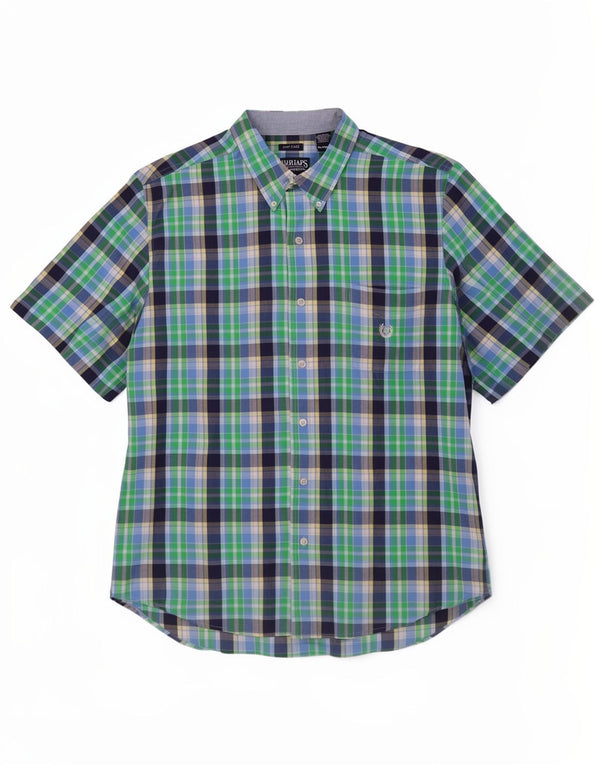 Cămașă cu mânecă scurtă pentru bărbați Chaps XL, bumbac cu carouri verde