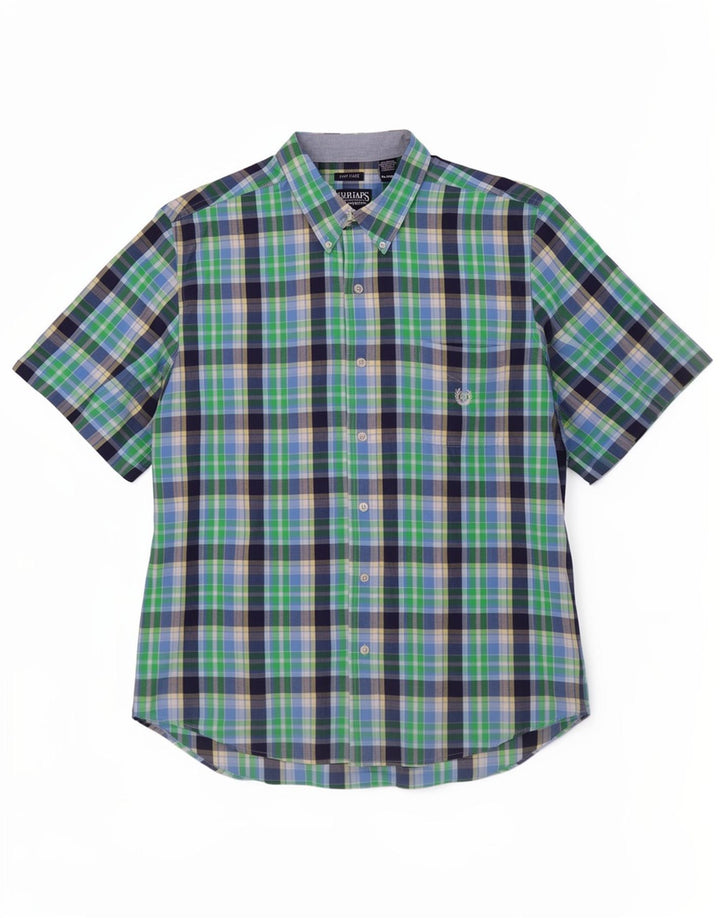 Cămașă cu mânecă scurtă pentru bărbați Chaps XL, bumbac cu carouri verde