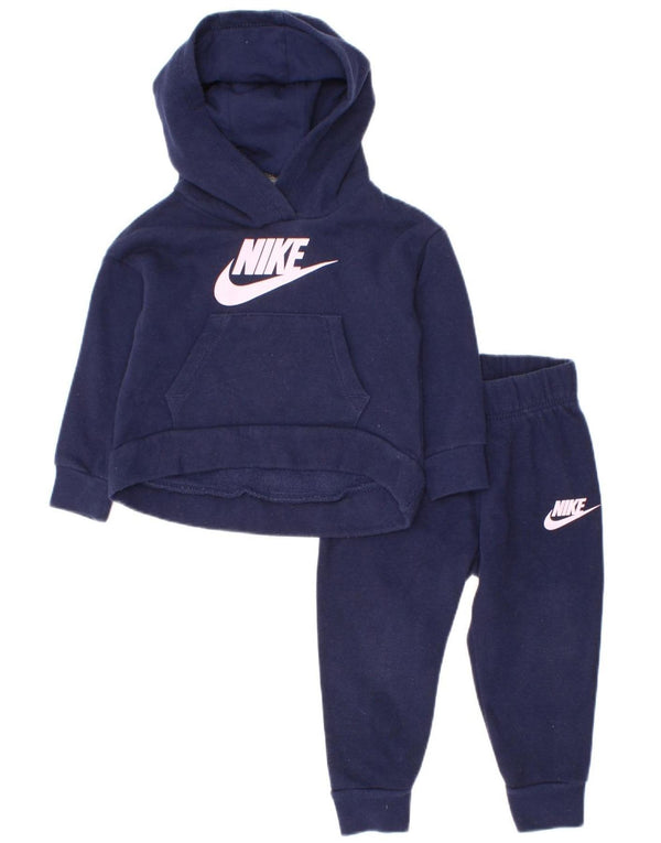 Trening complet cu glugă Nike pentru fetițe, 9-12 luni, albastru bleumarin, bumbac