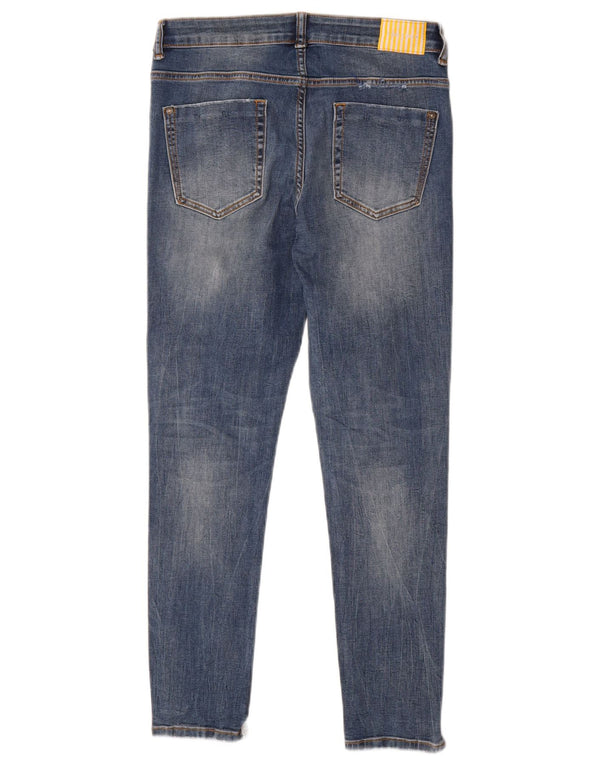 Blugi skinny distressed pentru femei Zara EU 40 Medium L30 L26 Bumbac albastru
