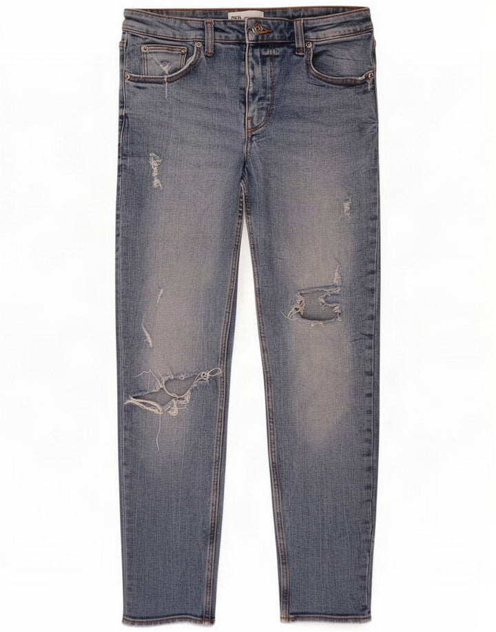 Zara, blugi subțiri, învechiți, pentru femei EU 40 Medium W30 L26 Blue