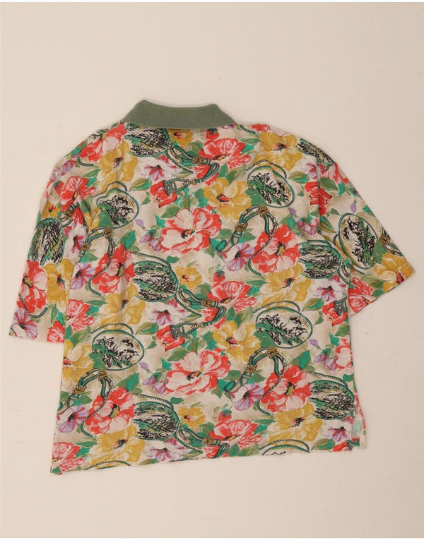 Tricou polo vintage pentru bărbați, mare, multicolor, floral