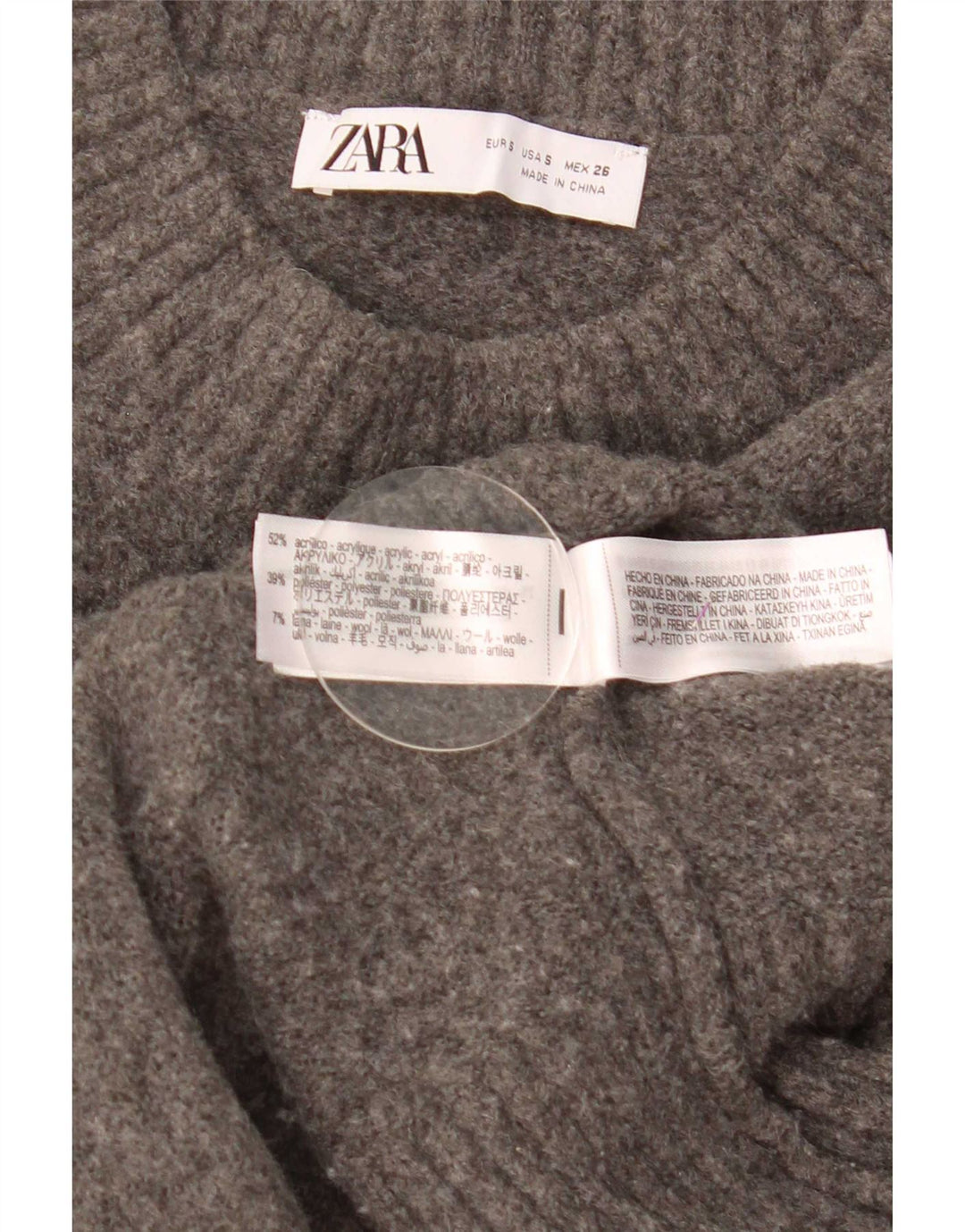 Pulover oversize cu decolteu rotund pentru femei Zara UK 10 Mic Gri