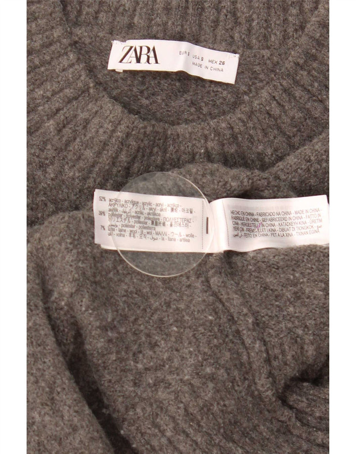 Pulover oversize cu decolteu rotund pentru femei Zara UK 10 Mic Gri