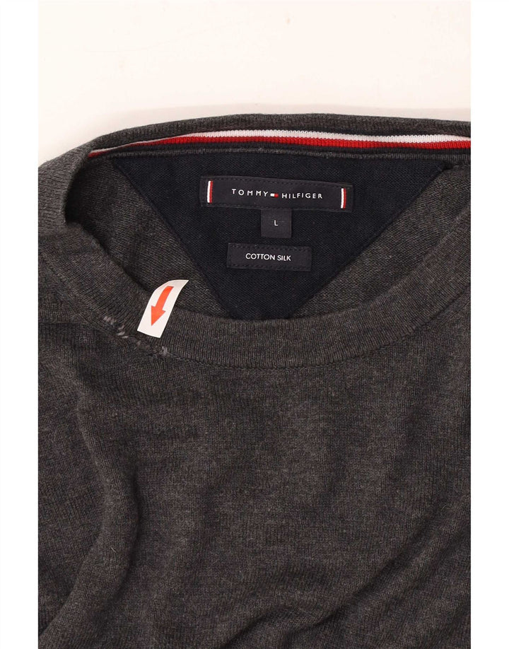Pulover pentru bărbați Tommy Hilfiger, cu gât crew, bumbac mare, gri