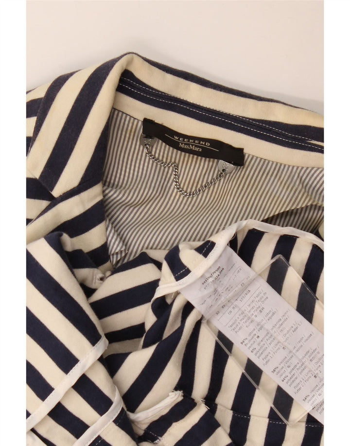 MAX MARA Sacou blazer pentru femei de weekend cu 2 nasturi UK 6 XS bleumarin cu dungi