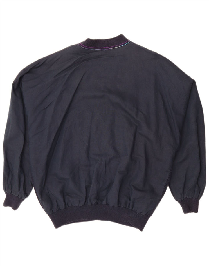 Bomber vintage pentru bărbați IT 50 mare, bumbac geometric, albastru marin