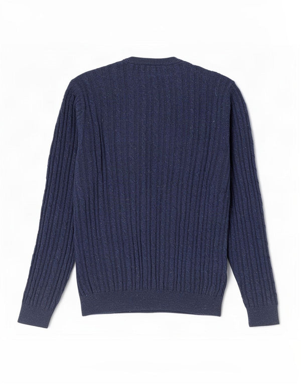 Pulover Jack Wills pentru bărbați cu gât roșu, bumbac mediu albastru bleumarin