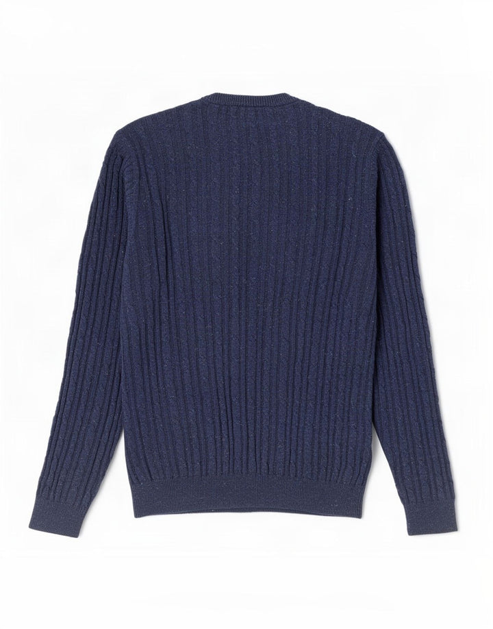 Pulover Jack Wills pentru bărbați cu gât roșu, bumbac mediu albastru bleumarin
