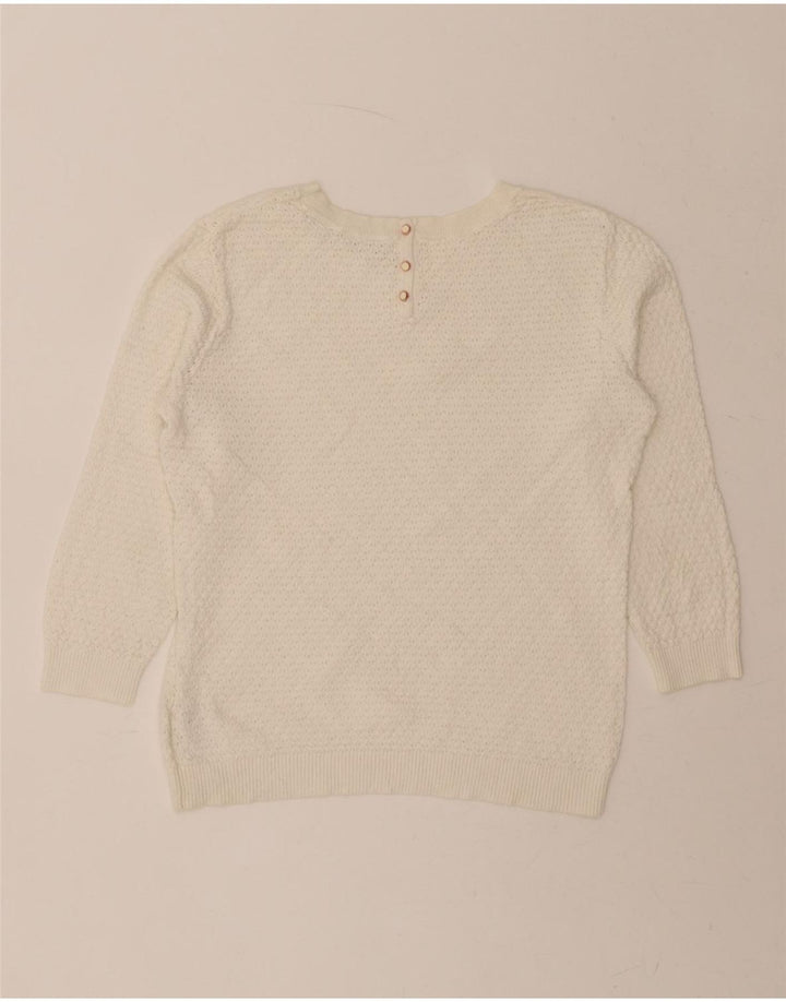 TED BAKER Womens 3/4 Sleeve Crew Neck Jumper Sweater Size 2 Small White Vintage Ted Baker and Second-Hand Ted Baker from Messina Hembry 