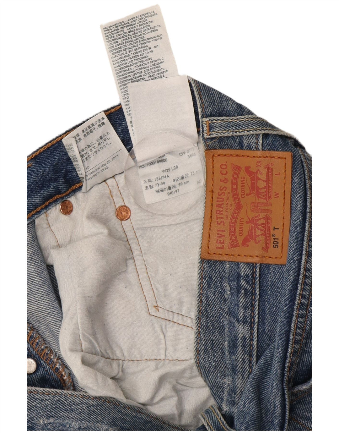 Blugi drepți distressed 501 Levi's pentru femei L29 L28 Bumbac albastru