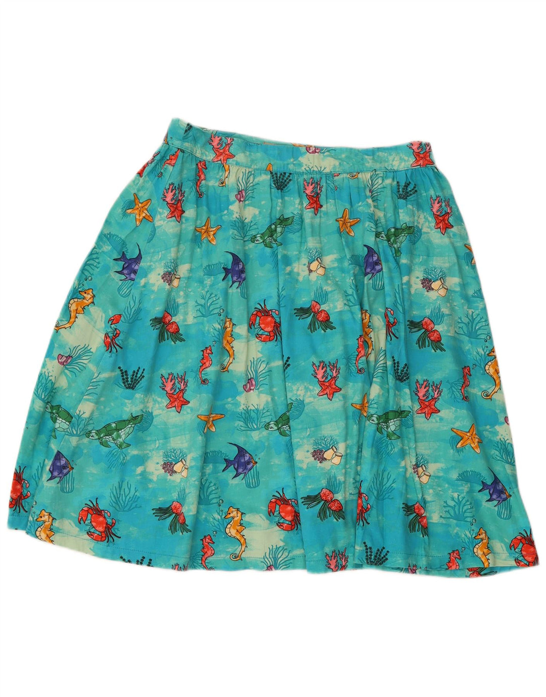 Fusta evazată cu model abstract Lindy bop pentru femei UK 12 Medium W30 Bumbac albastru