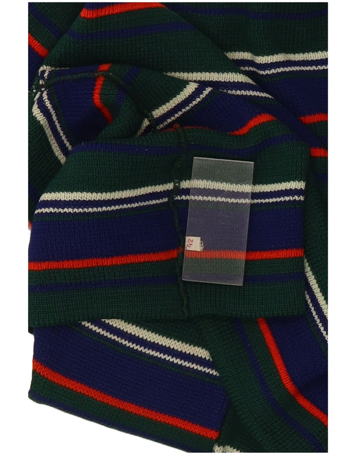 Pulover vintage cu gât țestoasă pentru femei IT 42 verde mediu cu dungi
