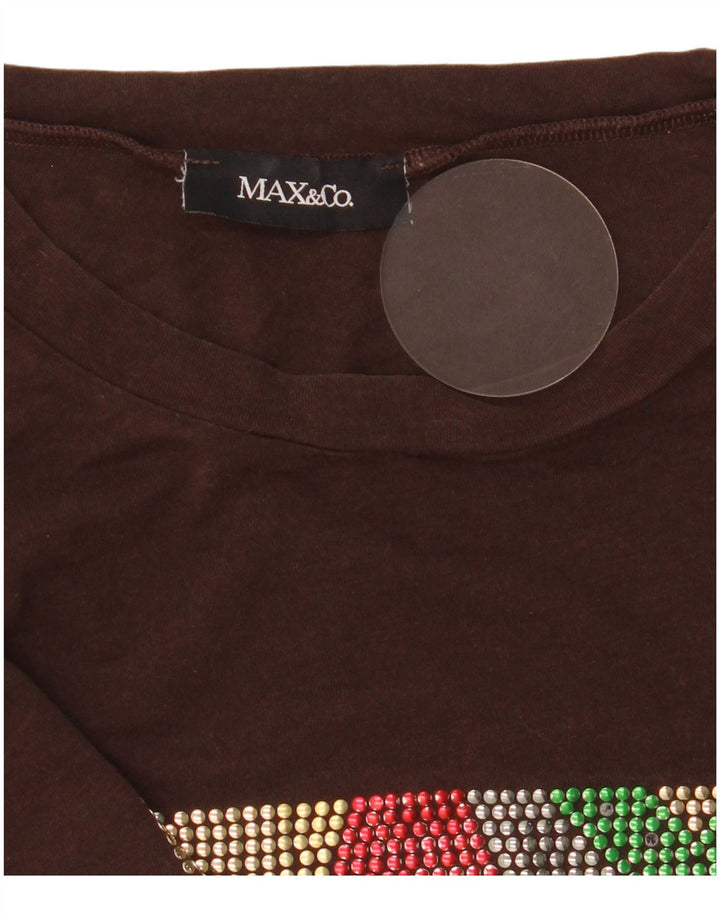 Max & Co. Tricou grafic pentru femei Top UK 10 Small Brown