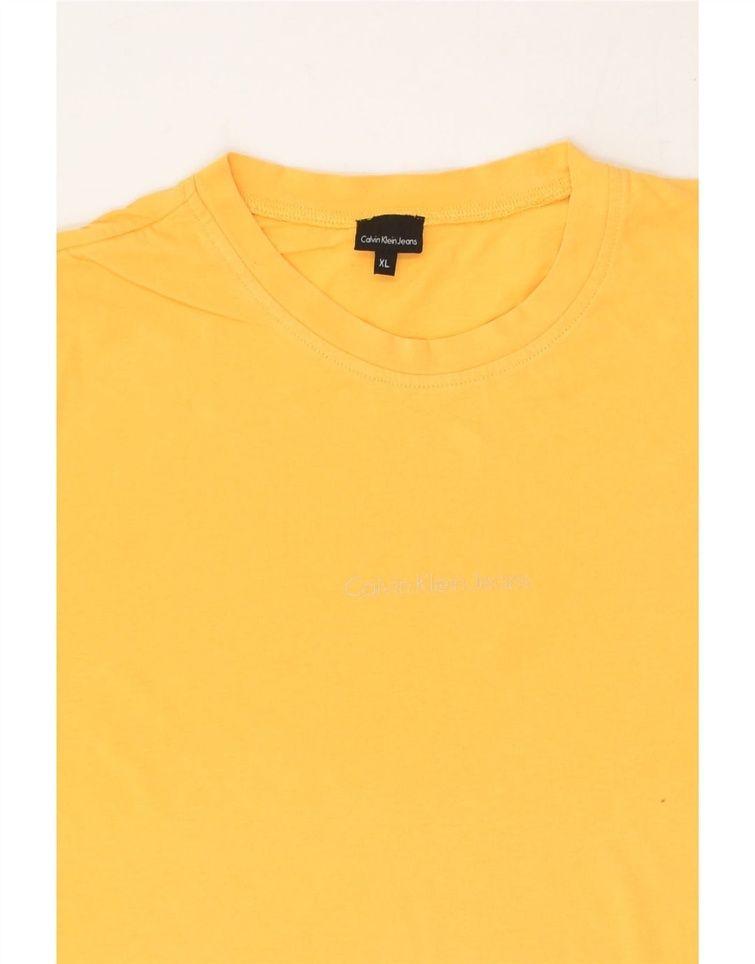 CALVIN KLEIN Mens Slim T-Shirt Top XL Yellow Cotton | Vintage Calvin Klein | Thrift | Second-Hand Calvin Klein | Used Clothing | Messina Hembry 