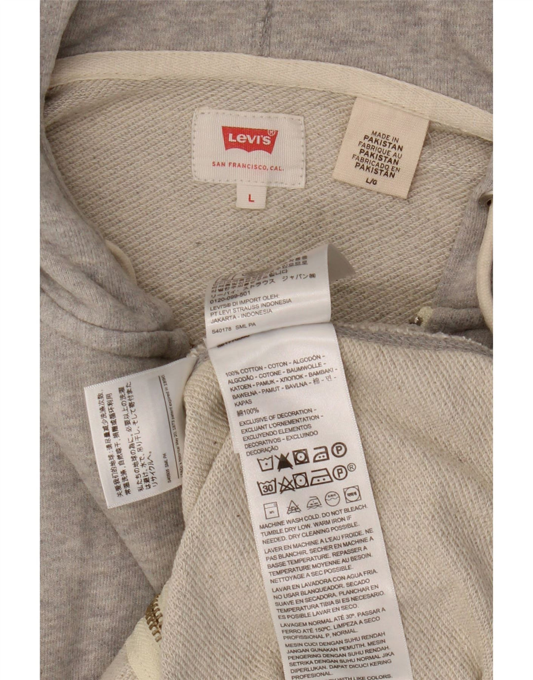 Pulover Levi's pentru bărbați, cu fermoar, bumbac mare, pete gri