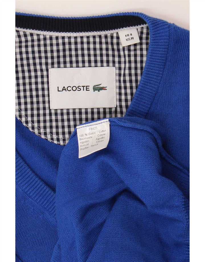 Pulover pentru bărbați Lacoste cu decolteu în V, mărime 4, bumbac albastru mediu