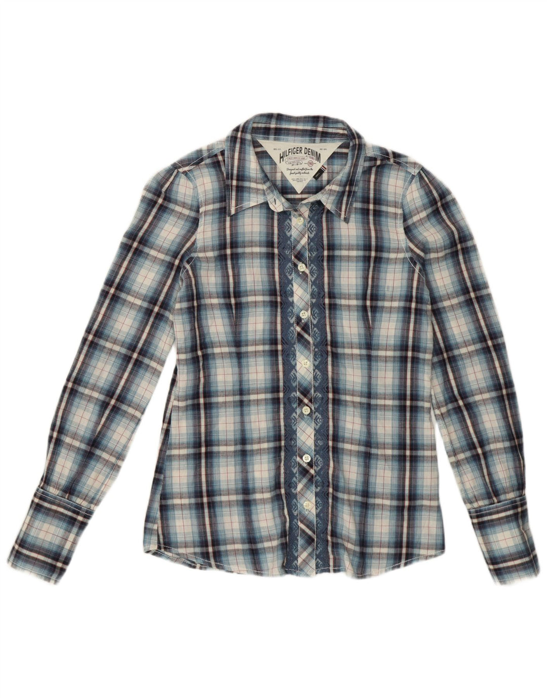 Cămașă Tommy Hilfiger pentru femei UK 10 Small Blue Check Bumbac