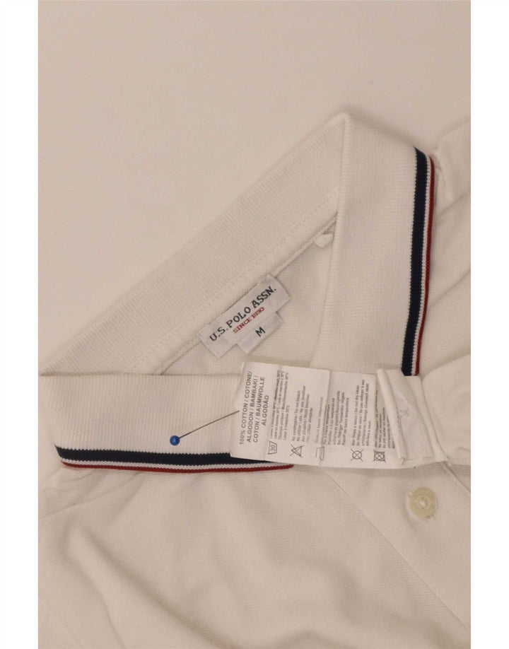 U.S. Polo Assn. Tricou polo pentru bărbați din bumbac alb mediu