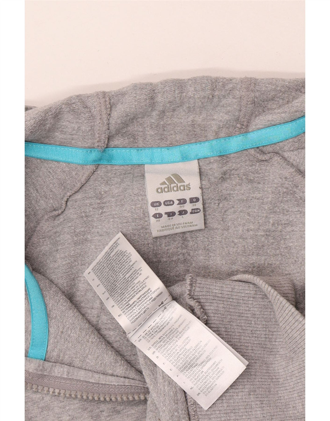 Pulover Adidas pentru femei cu fermoar, UK 12, bumbac gri mediu