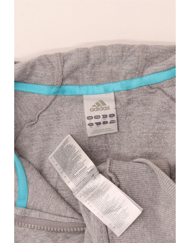 Pulover Adidas pentru femei cu fermoar, UK 12, bumbac gri mediu