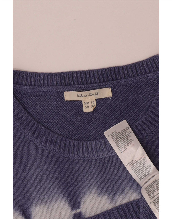 White Stuff Womens Vest Tank Top UK 10 Small Blue Tie Dye Bumbac